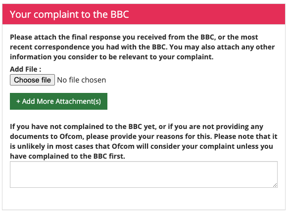 Your Complaint to the BBC