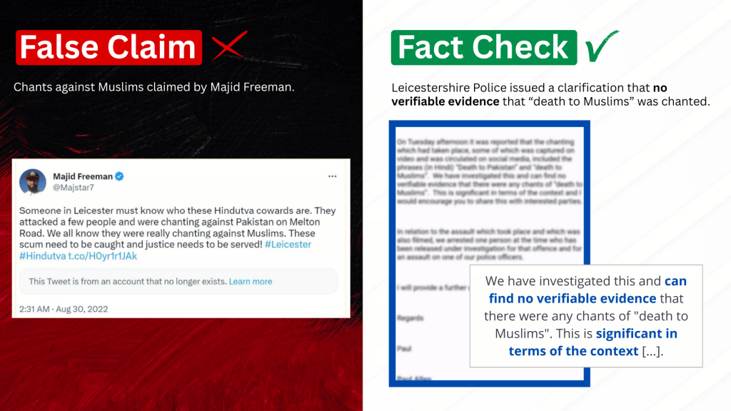False Claim 2: Chants against Muslims claimed by Majid Freeman