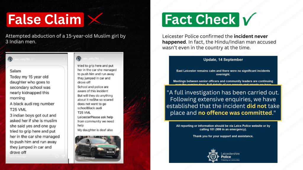 False Claim 4: Attempted abduction of a 15-year-old Muslim girl by 3 Indian men